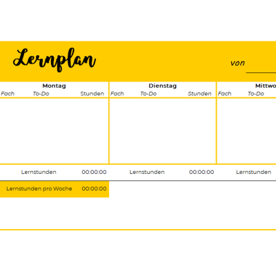 Lernplan Vorlage [kostenlos] - Studyscript